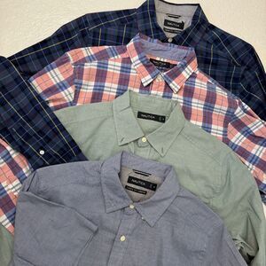 Nautica Mens Medium Business Casual Button Up Short & Long Sleeve Shirt Lot of 4